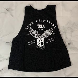 Dark Grey Born Primitive Cropped Graphic Tank